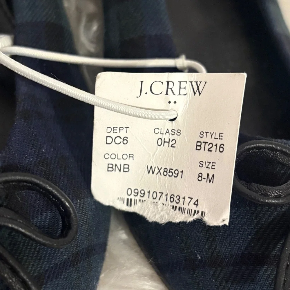 J.Crew Womens Black Watch Plaid Pointed Toe Bow Flats BT216 Size 8